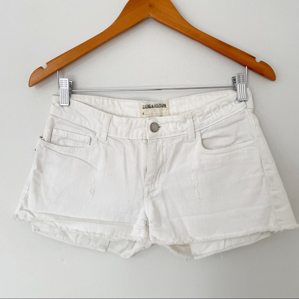 Zadig & Voltaire • primo twill white mini cutoff shorts sz M